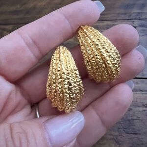 Premier Design Stamped Elegant Gold Textured Earrings